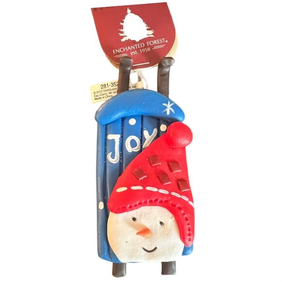 Enchanted Forest Wood/Resin Sled Ornaments Lot of 3, 1.5" X 4" NEW Wish, Joy - Picture 4 of 7